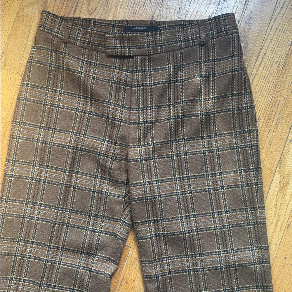 MAXMARA Plaid Wool Luxury Trousers Made in Italy